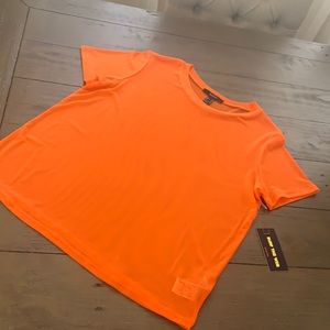 Orange Mesh Short Sleeve Top